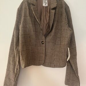 NWT Sadie & Sage Black and Cream Houndstooth Blazer
